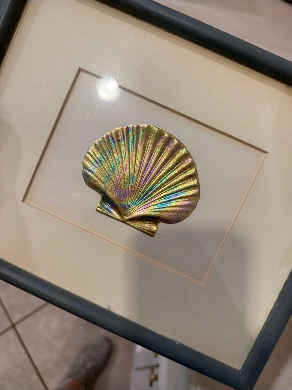 coastal, Palm Beach, Hollywood Regency / vintage seashell art work- set of three